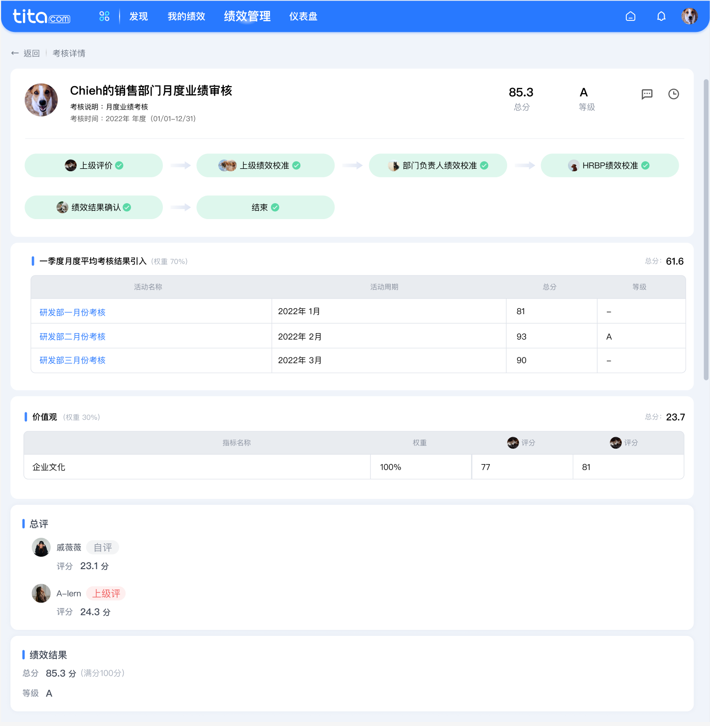 2022年 12 月 Tita 升级｜年度考核中支持引入季度、月度考核的结果